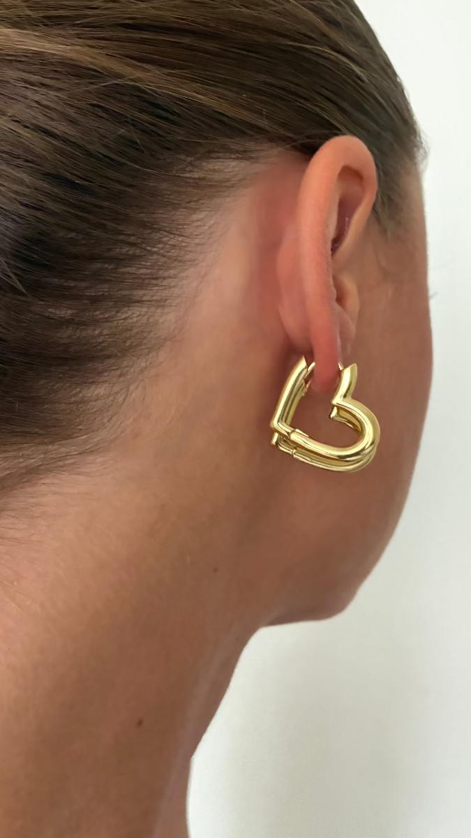 Linea Heart Earrings - Gold