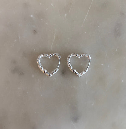 Karla Heart Earrings - Silver