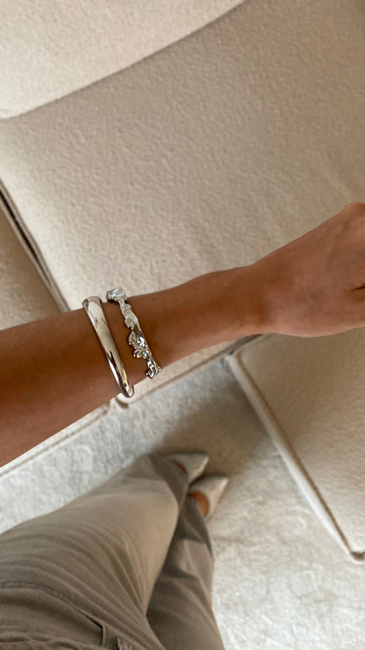Anna Bangle Bracelet - Silver